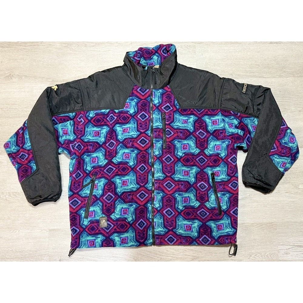 Vintage Descente Anorak Aztec Fleece Jacket Mens Size XL Ski Gorpcore Gear 90's
